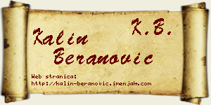 Kalin Beranović vizit kartica